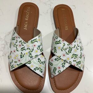 Jack Rogers Floral Cross Strap Slide Sandals | Size 8.5